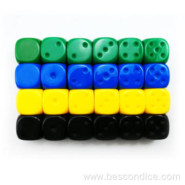 Blank Unpainted 16MM D6 Game Dice with Blank 6th Side, 8 Solid Colors